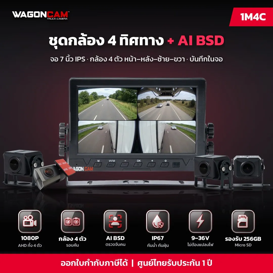 1M4C ชุดกล้อง 4 ทิศทาง + AI BSD