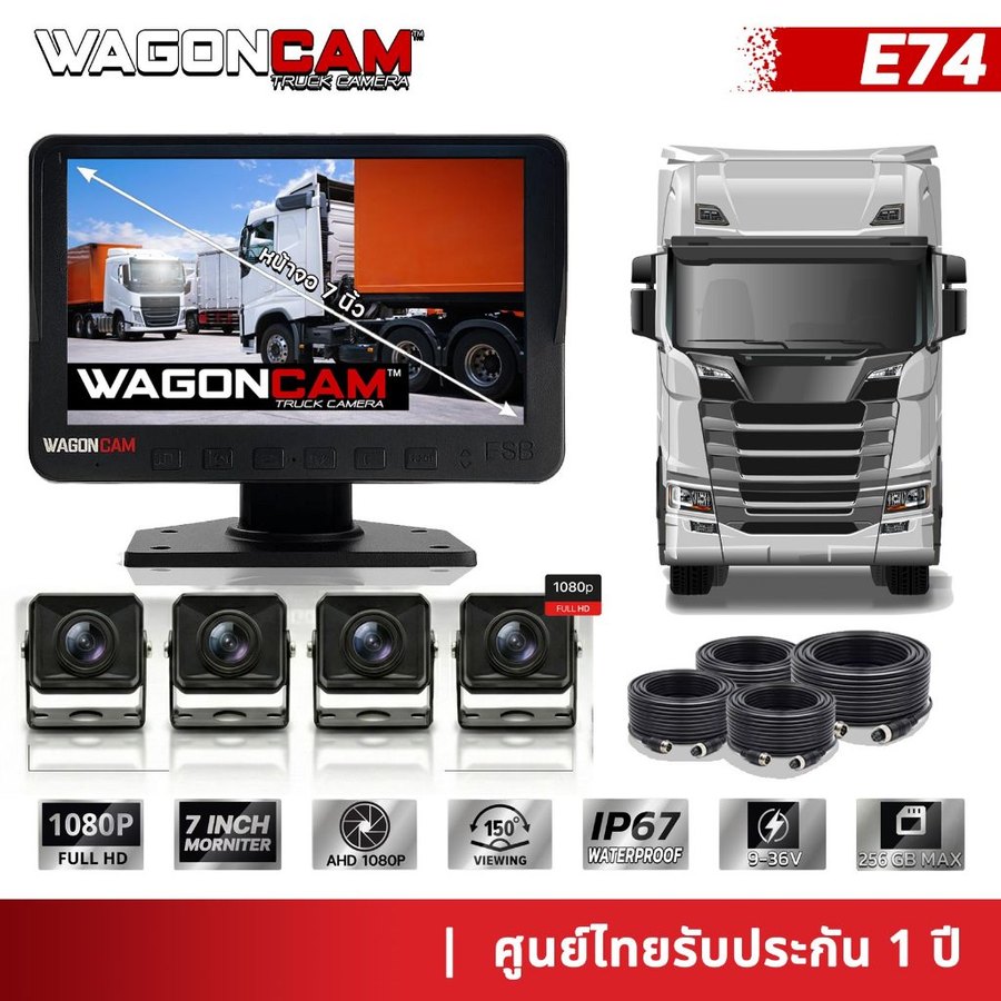 E74 ชุดกล้อง 4 จุด + จอบันทึก 7 นิ้ว