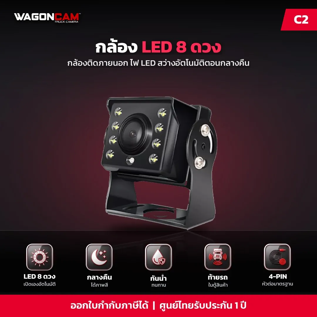 C2 กล้อง LED 8 ดวง แบบมองได้ (ภายนอก)