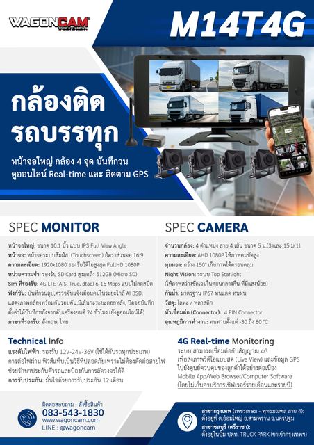M14T4G กล้อง 4 ทิศทาง 4G จอ 10.3 นิ้ว + AI BSD รูปที่ 10