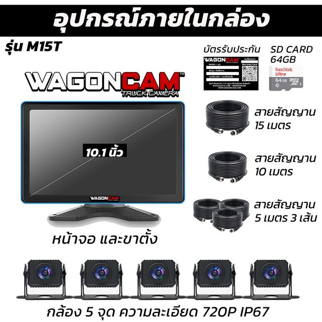 M15T กล้อง 5 ทิศทาง จอสัมผัส 10 นิ้ว + AI BSD รูปที่ 6