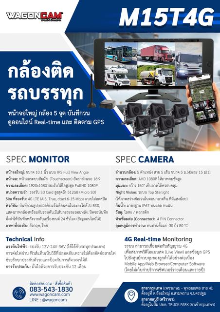 M15T4G กล้อง 5 ทิศทาง 4G จอ 10.3 นิ้ว + AI BSD รูปที่ 2