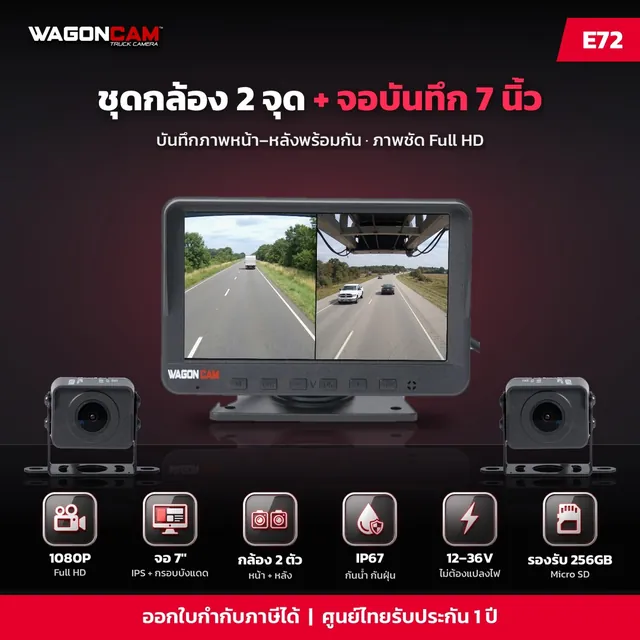E72 ชุดกล้อง 2 จุด + จอบันทึก 7 นิ้ว